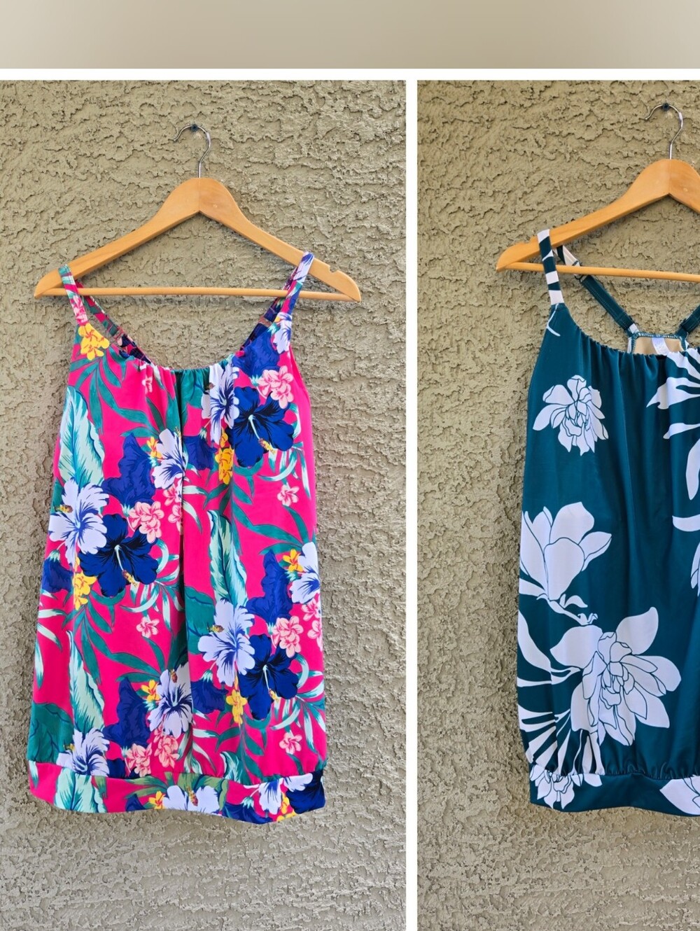 Cacique Women’s Tropical Floral Tank Top - Bundle Of 2 Pink & Green